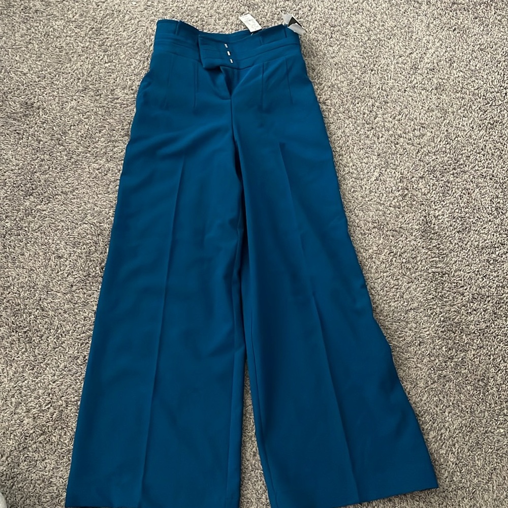 Teal blue high waist palazzo pants size 4 petite, new with tags.